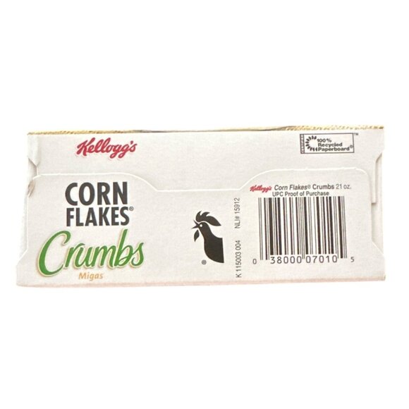 Kelloggs Corn Flakes Crumbs 21 Oz Deliciously Crisp Fat Free Paper Box & Plastic - Picture 6 of 6